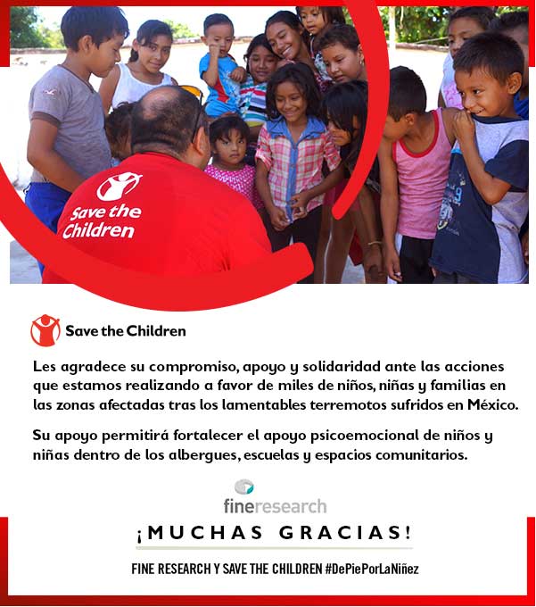 #Standing for Childhood. FINE launches initiative to support Save The Children efforts for emotional relief of children affected by the Mexican Earthquake.